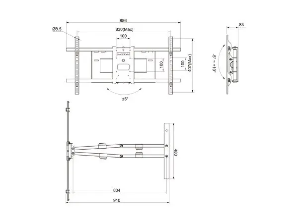 Multibrackets M Universal Long Reach Arm HD 910mm Dual White Photo 23