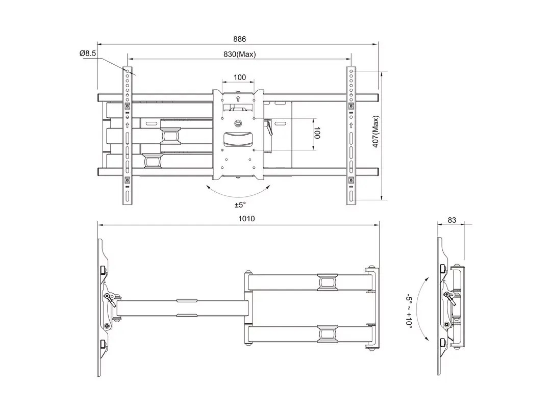 Multibrackets M Universal Long Reach Arm HD 1010mm White Photo 19