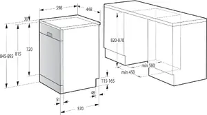 Freestanding Slimline Dishwasher Gorenje GS541D10W with 11 Place Settings 5 Programs 45 dB TotalDry White