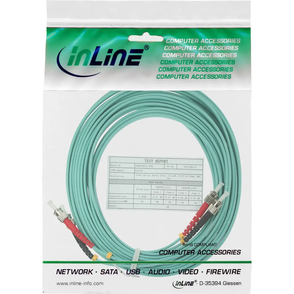 InLine Fiber Optical Duplex Cable ST/ST OM3 Photo 2