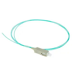 ACT SC 50/125µm OM3 pigtail RL8695 with 1 m cable length, aqua LSZH jacket, and low-smoke properties
