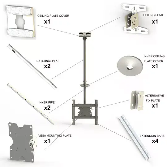 Piekaramais stiprinājums Multibrackets M Public Ceilingmount Medium Single White 3000 Photo 11