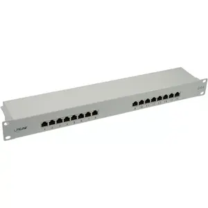 InLine Patch Panel Cat.6 16 Port 19" 1HE light grey RAL7035