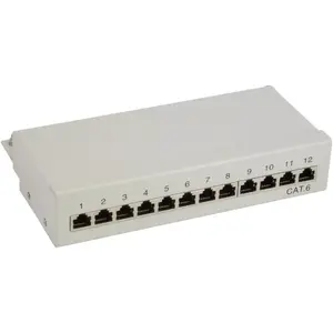 Patch Panel Cat.6 InLine 12 Port desk wall mountable light grey RAL7035