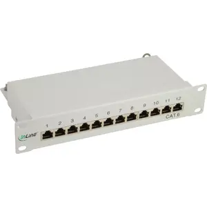InLine Patch Panel 10" Cat.6 12 Port 1U black RAL9005