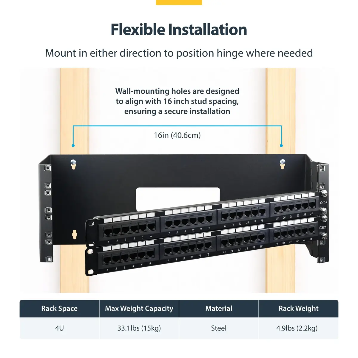StarTech WALLMOUNTH4 4U Wall Mount Patch Panel Bracket Photo 10
