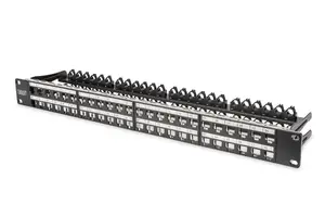 DIGITUS DN-91424 Modular High Density Patch Panel Shielded Cat6a 48 Ports 1U Rack Mounting Black Galvanized Steel