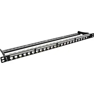 InLine Blank Patch Panel 19-inch 24 Ports for RJ45 Keystones 0.5U Black supporting Cat5e Cat6 Cat6a Rack Mounting