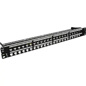 InLine 76848C Blank RJ45 Keystone Patch Panel 19-inch 48 Ports 1U Black supporting Cat5e Cat6 Cat6a