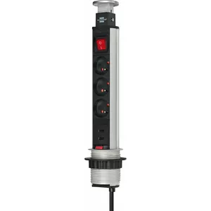 Сетевой удлинитель Brennenstuhl Tower-power 3gn 2m с 3 заземлёнными розетками, кабель 2 м и 2 USB-порта
