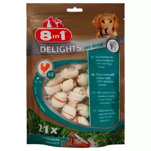 Дентальные лакомства для собак 8in1 Delights Pro Dental вкус курицы 252 г