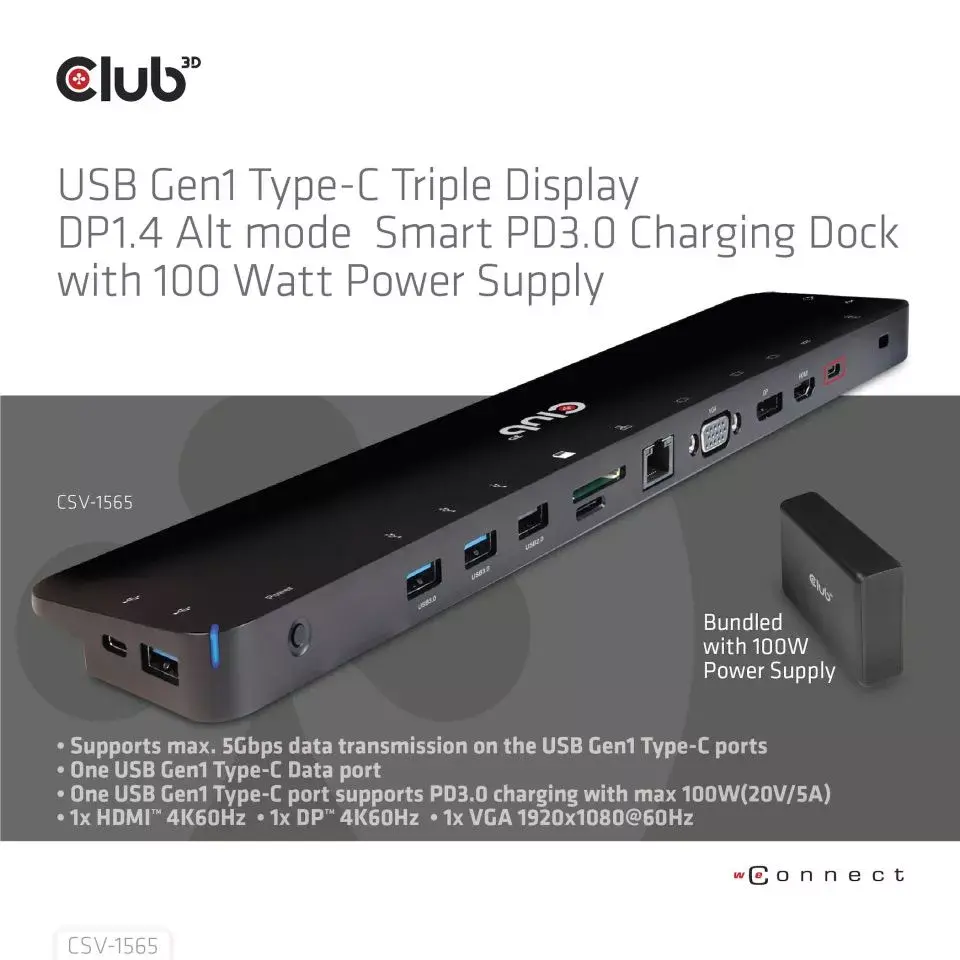 Док-станция CLUB3D USB Gen1 Type-C Triple Display Photo 7