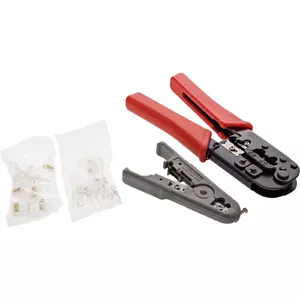 InLine Crimp rīku komplekts tīkla spraudnim RJ45 8P8C RJ11 6P4C 74100I Sarkans