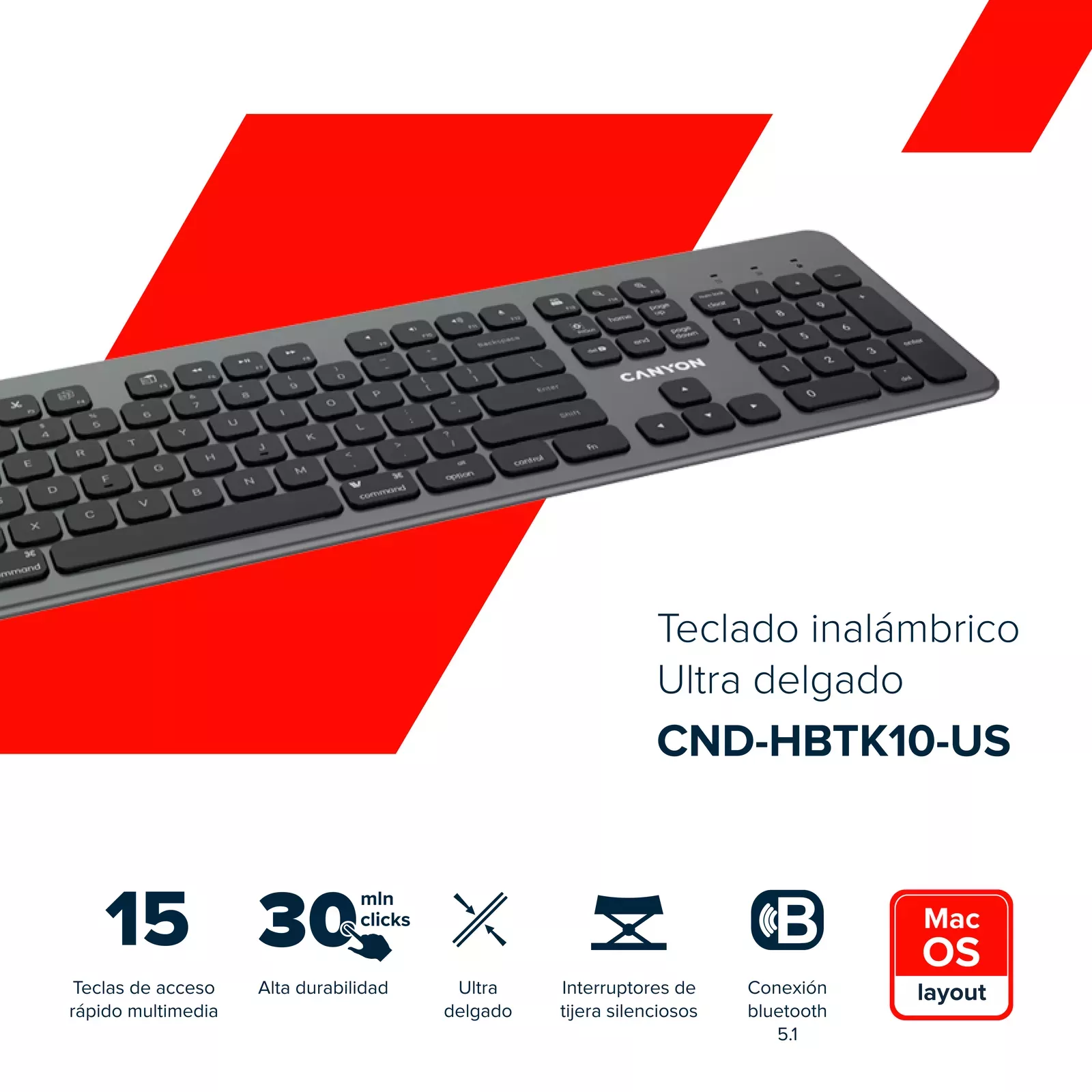 Ultra-slim wireless keyboard BK-10