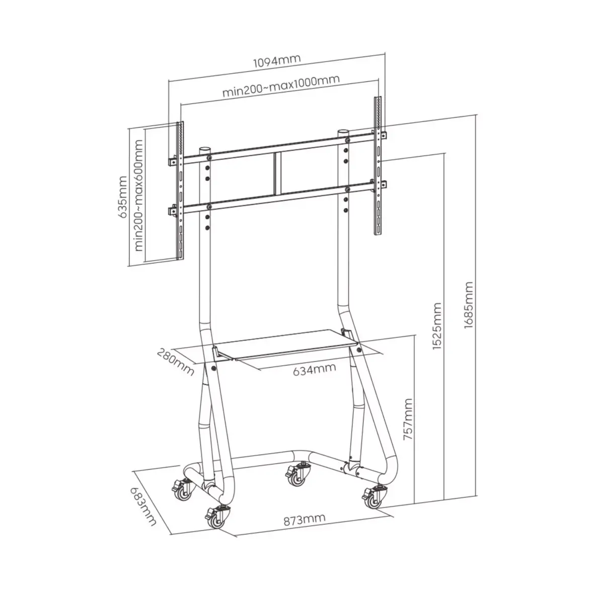 Heavy-Duty TV Cart Equip 60"-105" Photo 11