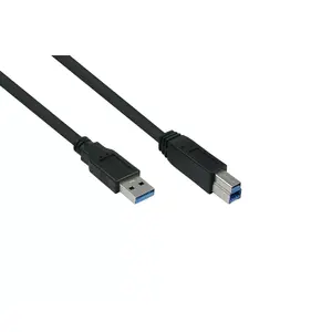 USB кабель Alcasa UK30P-AB-018S 1.8м USB A USB B 5 Гбит/с Черный