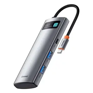 USB Type-C хаб Baseus Metal Gleam BSU3032 — 7 портов: HDMI, USB 3.0, USB-C; 4K@30 Гц, 5000 Мбит/с, серый
