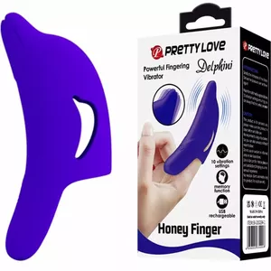 Finger stimulator pretty love DELPHINI — compact powerful vibrator, dark blue, model D-233399