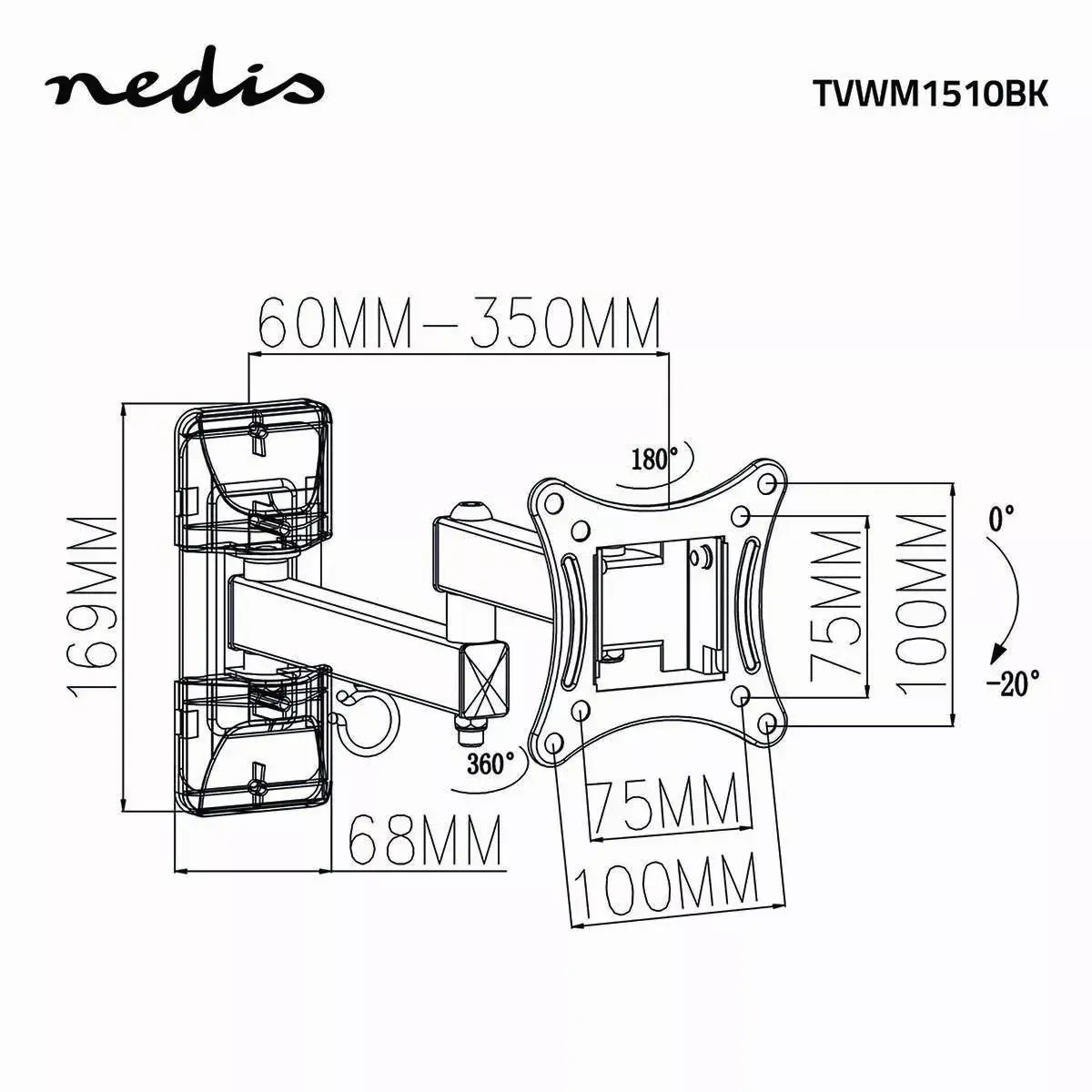 Крепление для телевизора Nedis TVWM1510BK Photo 8