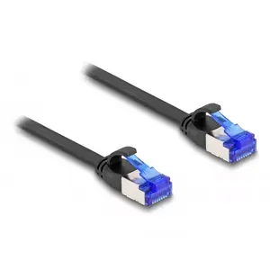 Network Cable DeLOCK RJ45 Flat Patch Cable plug to plug Cat.6A 1 m black