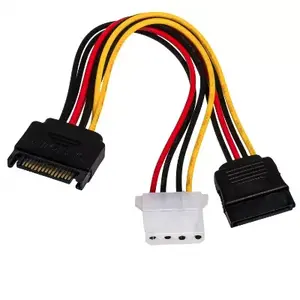 SATA power cable Akyga AK-CA-32, 0.15 m, male–female, black/red/yellow