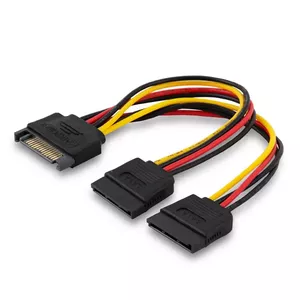 Savio Power cable SATA 15 pin (M) 2x SATA 15 pin (F) AK-17 Black Red White Yellow Melns, Sarkans, Dzeltens 0,18 m