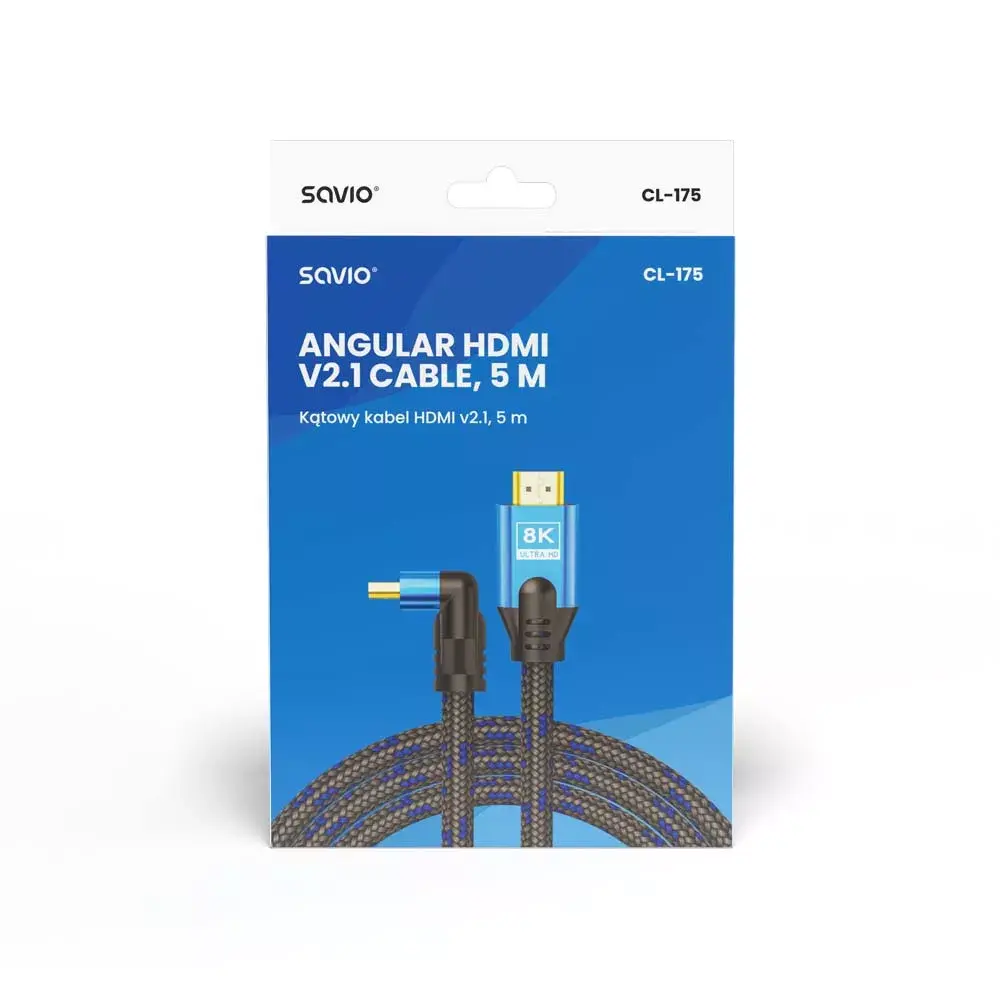 SAVIO HDMI v2.1 leņķveida kabelis 5 m Photo 2