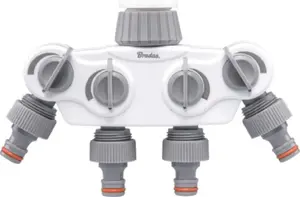 BRADAS 4-ходовой водоразделитель с вентилем WL-3034K, вход 2,50 см (1"), выходы с редукцией 3/4"