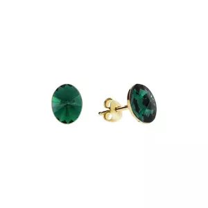 Sudraba auskari "Klaris V (Emerald)" ar Swarovski™ kristāliem
