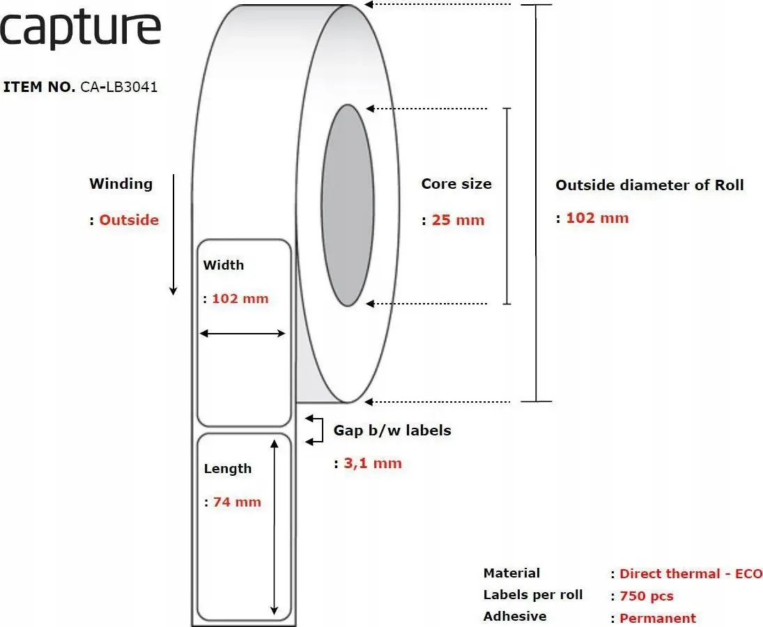 Этикетки для принтера Capture CA-LB3041 Белые Photo 2