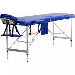 Masāžas galds Bodyfit alumīnija, 2 segmentu, zils (modelis 469)
