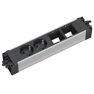 Bachmann STEP ALU 906.10933 Power Strip with 2 AC Outlets and 2 Custom Modules in Anthracite and Silver Aluminium Housing