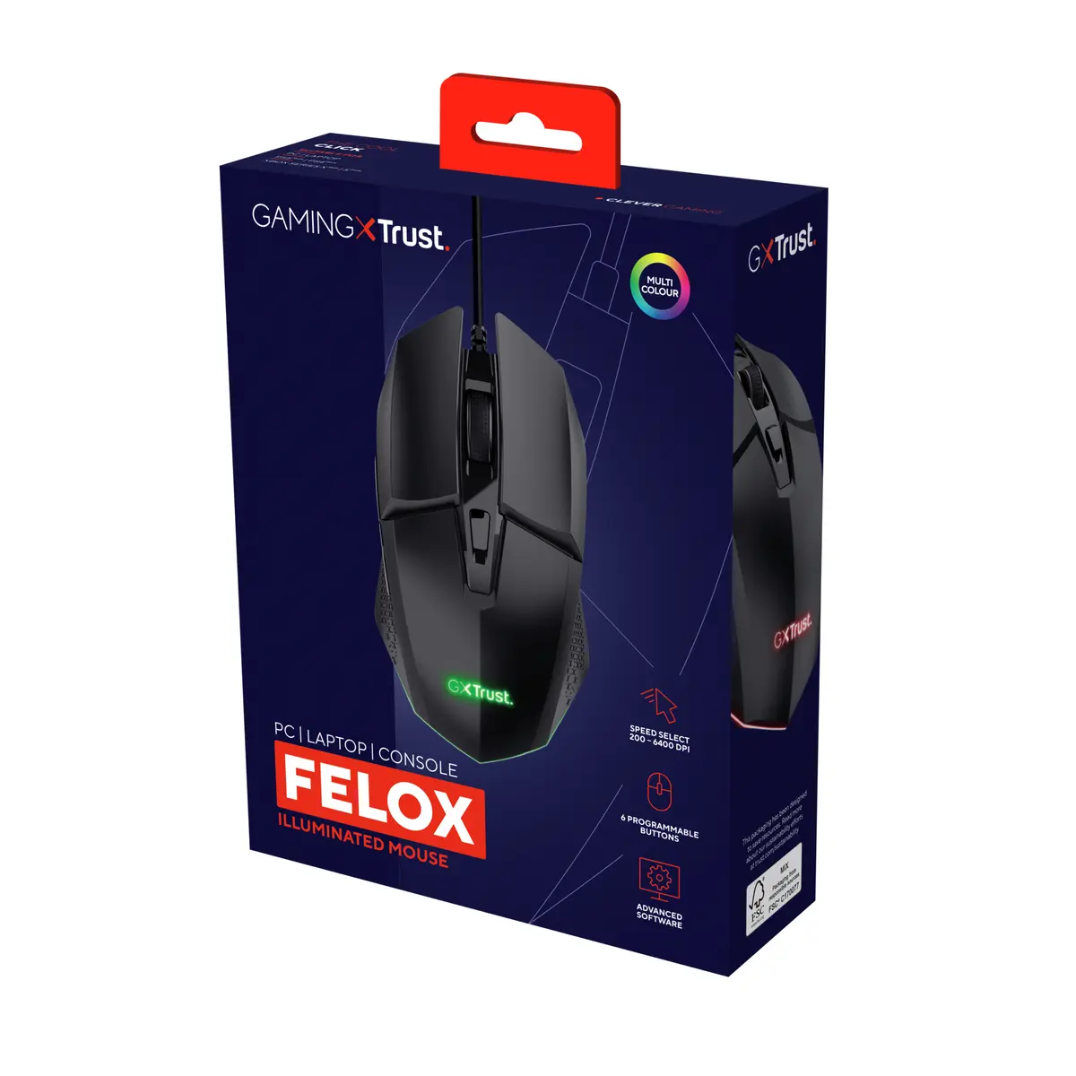 Trust GXT 109 Felox Gaming Mouse - Black Photo 6