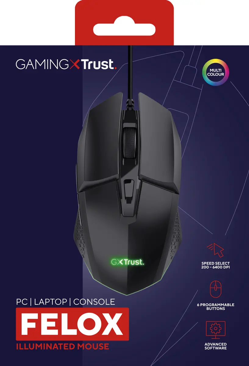 Trust GXT 109 Felox Gaming Mouse - Black Photo 7