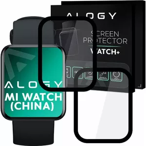 Alogy Alogy Full Glue 2x Elastyczne Szkło 3D do Xiaomi Mi Watch (wersja chiny) Black uniwersalny