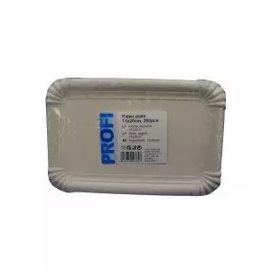 Papīra šķīvji Profi 13×20 cm iepakojumā 250 gab., kopējais svars 1,6 kg