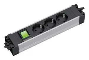 Power strip Bachmann STEP ALU 3x outlets, 1x switch, aluminium housing, 230V 16A, IP20