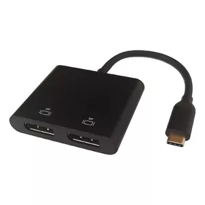 Адаптер видеокабеля Deltaco USBC-2DP 0.1 м USB Type-C 2 x DisplayPort Черный