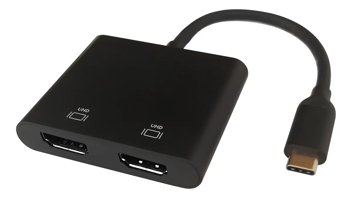 DELTACO USBC-2HDMI video kabeļa adapteris vīrišķais