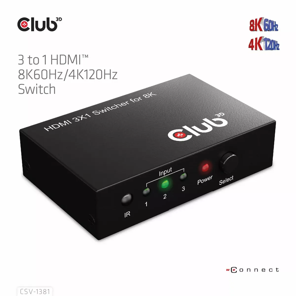 CLUB3D 3 uz 1 HDMI™ 8K60Hz/4K120Hz slēdzis Photo 2