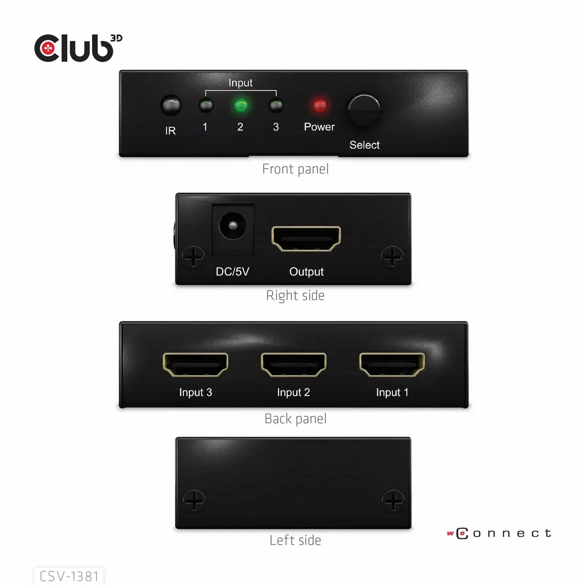 CLUB3D 3 uz 1 HDMI™ 8K60Hz/4K120Hz slēdzis Photo 4