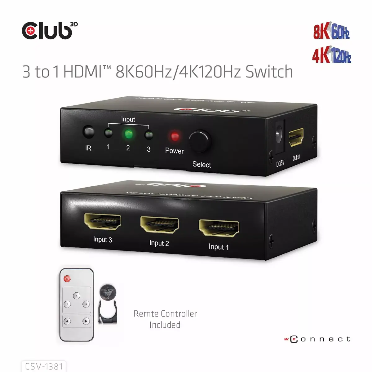 CLUB3D 3 uz 1 HDMI™ 8K60Hz/4K120Hz slēdzis Photo 9
