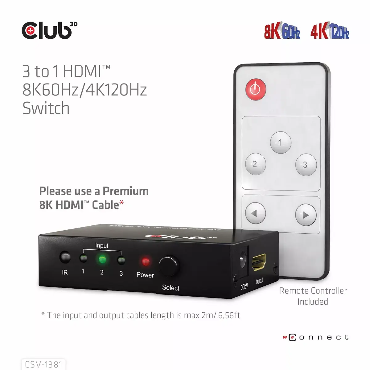 CLUB3D 3 uz 1 HDMI™ 8K60Hz/4K120Hz slēdzis Photo 13