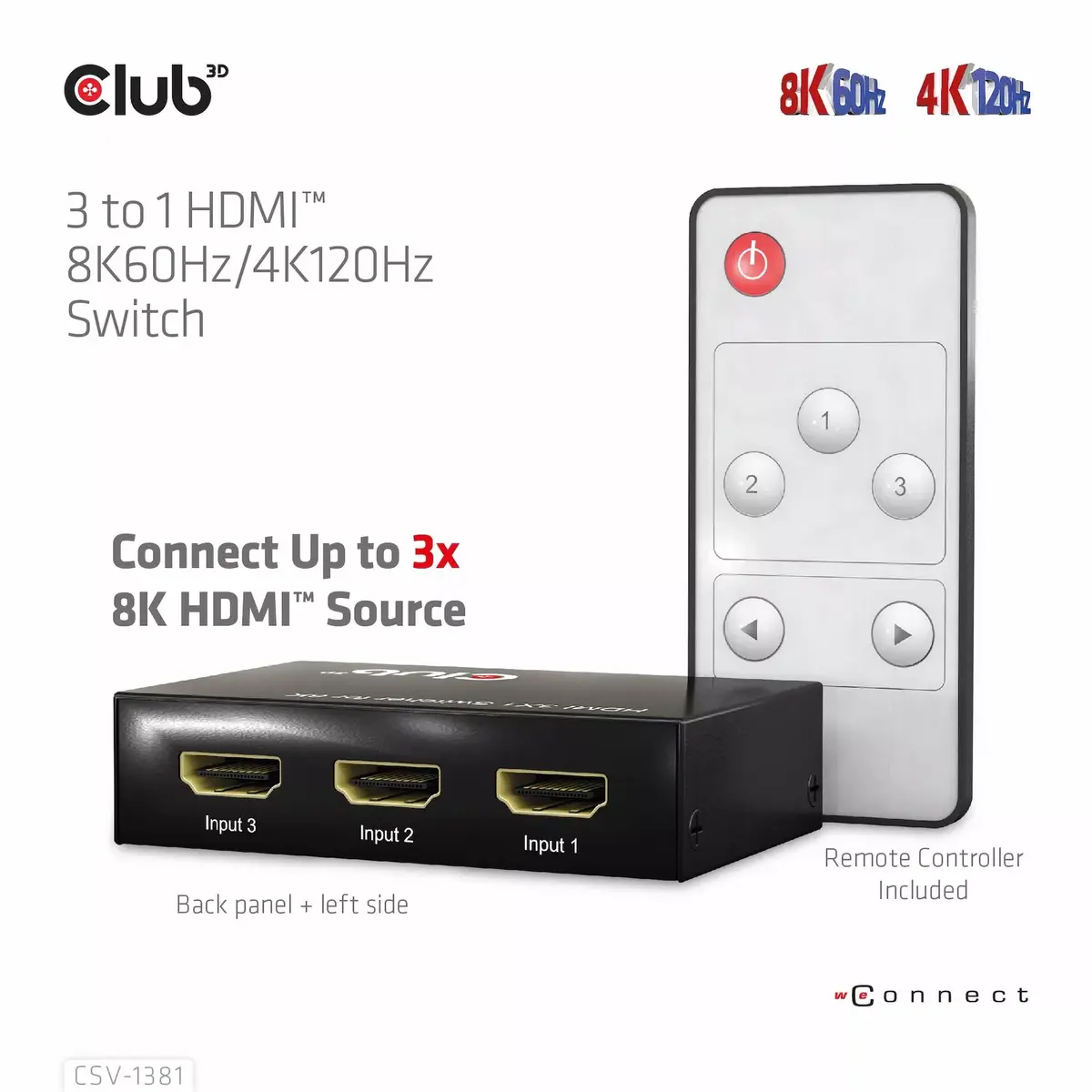 CLUB3D 3 uz 1 HDMI™ 8K60Hz/4K120Hz slēdzis Photo 14