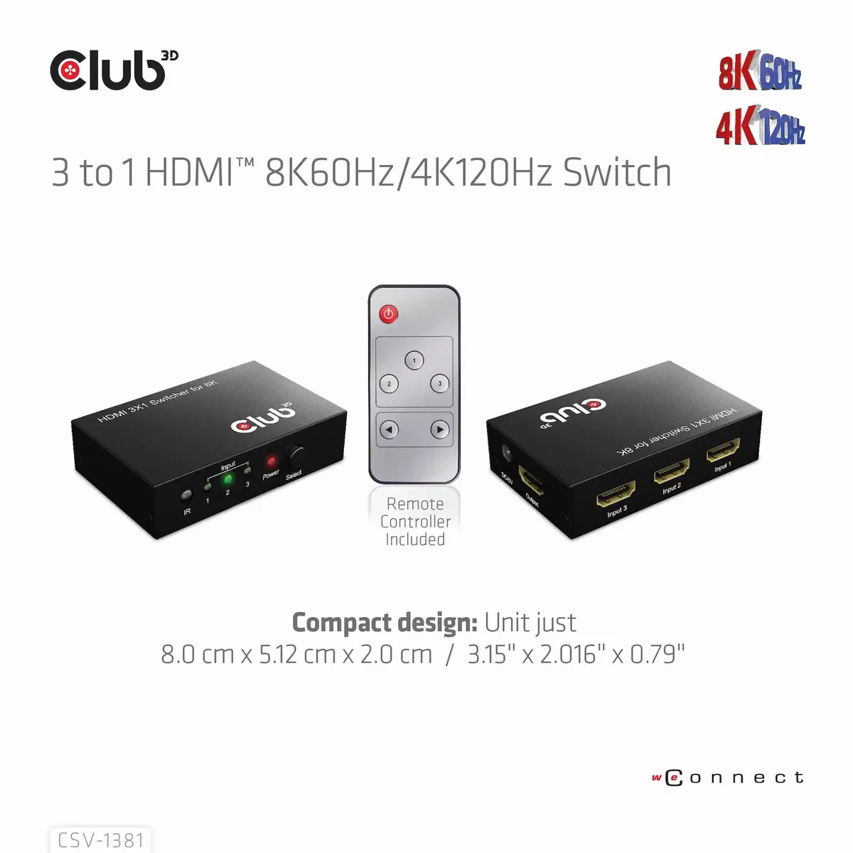 CLUB3D 3 uz 1 HDMI™ 8K60Hz/4K120Hz slēdzis Photo 15