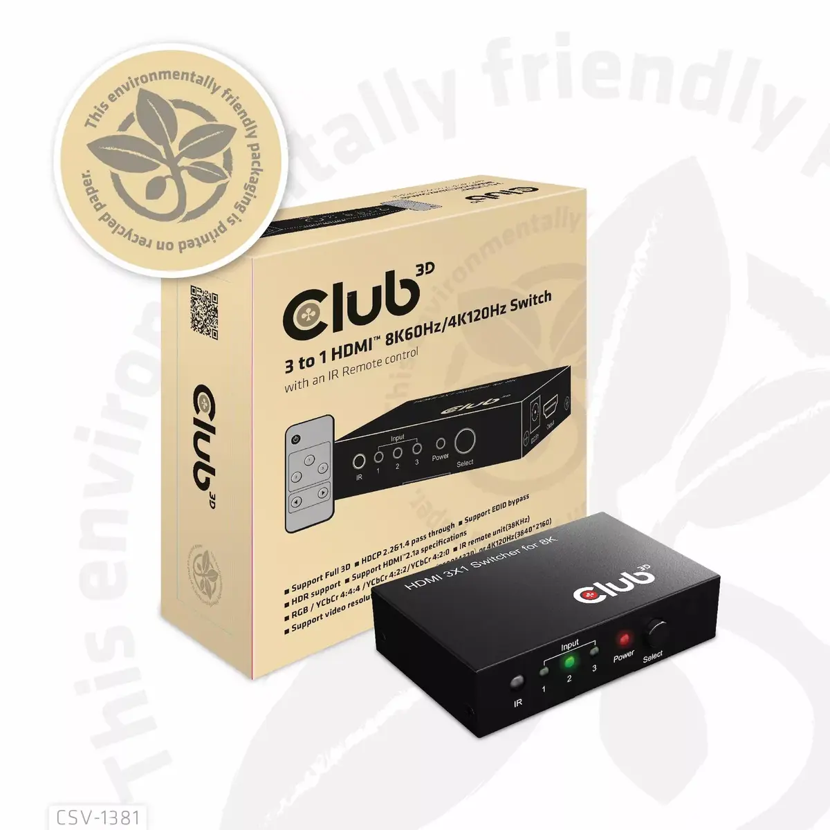CLUB3D 3 uz 1 HDMI™ 8K60Hz/4K120Hz slēdzis Photo 16