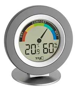 Indoor freestanding wireless thermometer/hygrometer TFA 30.5019.10 — LCD display, AAA 1.5V, 104×77×114 mm