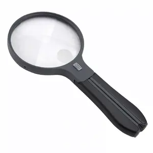 Magnifier Carson Split Handle HF-11 — 3.5× handheld magnifying glass, black/transparent, AAA battery