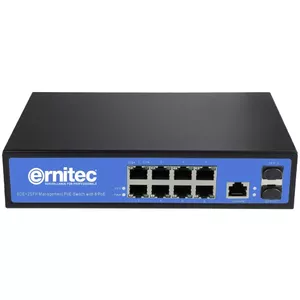 Ernitec ELECTRA-M08 tīkla pārslēgs Vadīts L2 Gigabit Ethernet (10/100/1000) Power over Ethernet (PoE) Melns, Zils