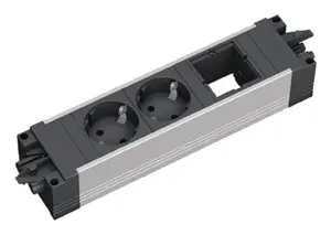 Bachmann STEP ALU 906.09528 Power Strip with 2 AC Outlets and 1 Custom Module, Aluminium Housing, Anthracite and Silver